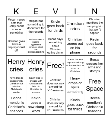 Chinese Birthday Dinner Bingo Card