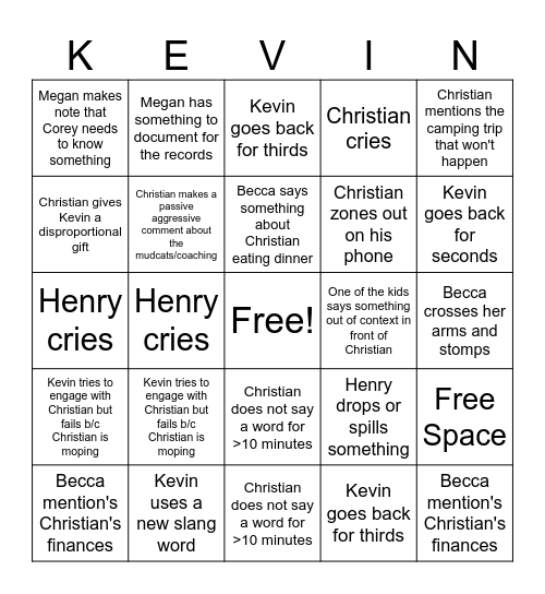Chinese Birthday Dinner Bingo Card