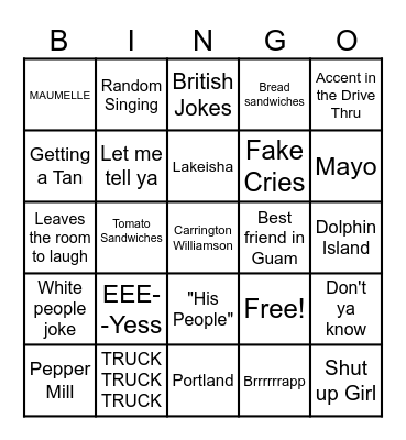 Matthew Bingo Card