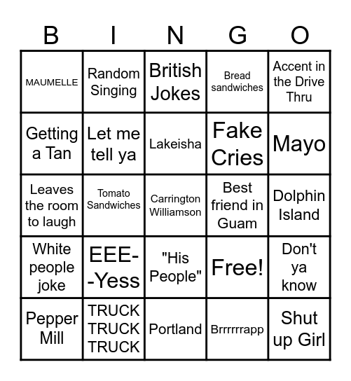 Matthew Bingo Card