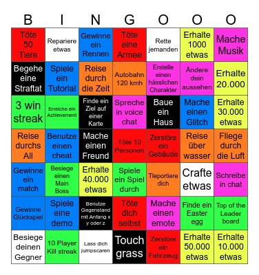 Game Battle Bingo Card