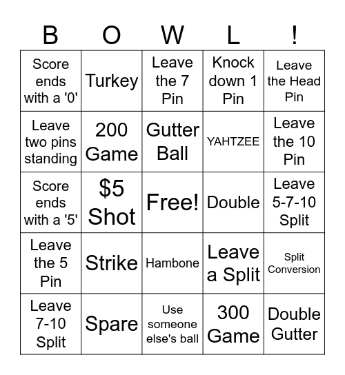 Bowl & Golf 2026 Bingo Card