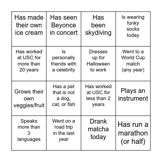 Academic Hubs Human Bingo Card