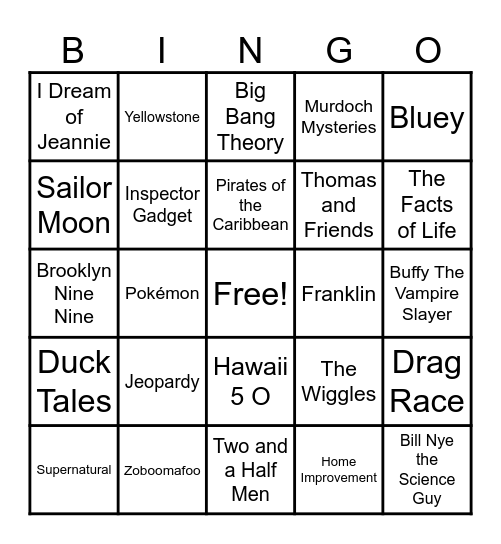 📺 Theme Songs 📺 Bingo Card