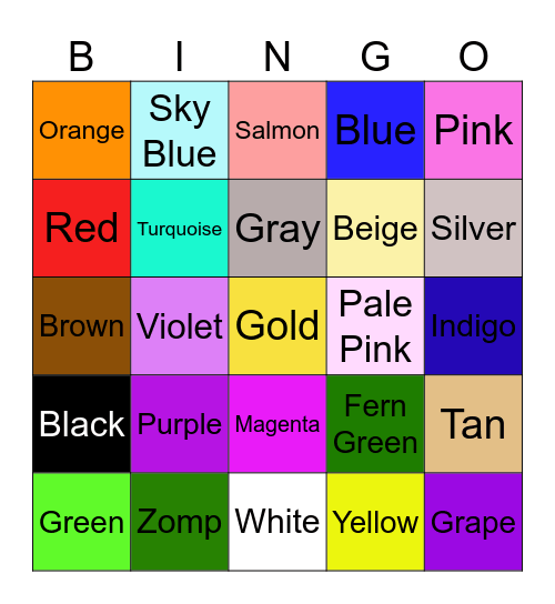Color Bingo Card