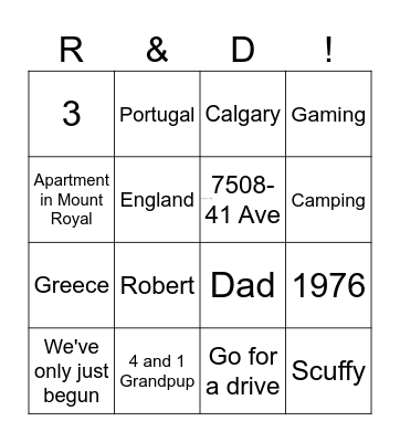 50 Years Together Bingo Card