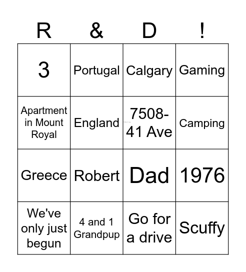 50 Years Together Bingo Card