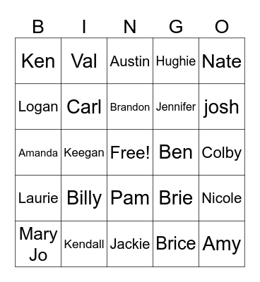 Nelson Reunion Bingo Card