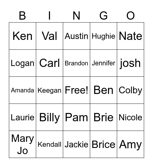 Nelson Reunion Bingo Card