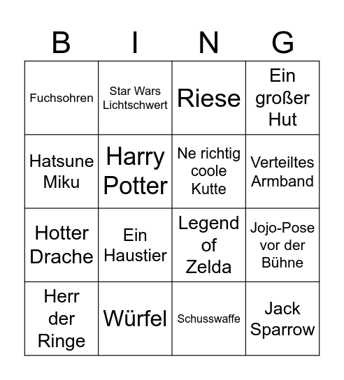Jasper Bingo Card