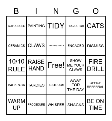 WELCOME TO ART!! Bingo Card