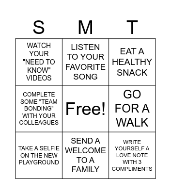 WORK WEEK BINGO Card