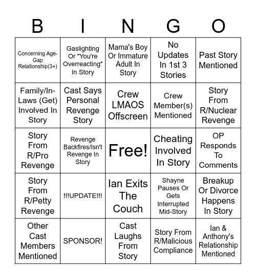 SRRS Bingo Card