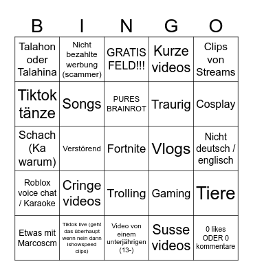 Marcoscm BINGO (nur 1 kästchen pro scroll) Bingo Card