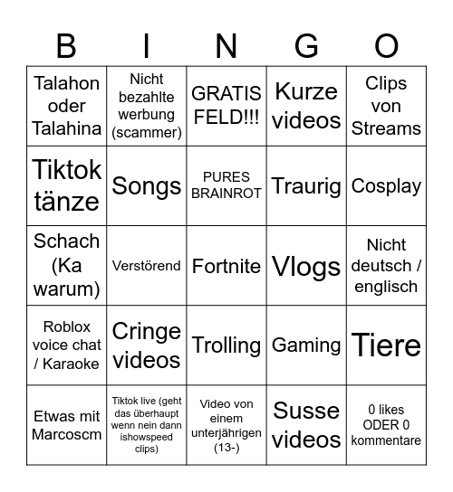 Marcoscm BINGO (nur 1 kästchen pro scroll) Bingo Card