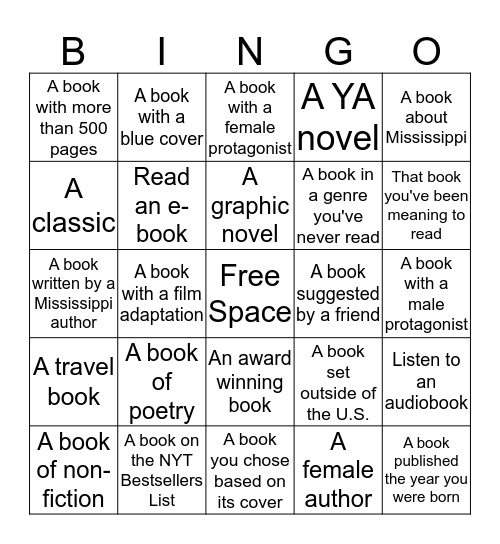 Summer Reading Challenge 2017 Bingo Card