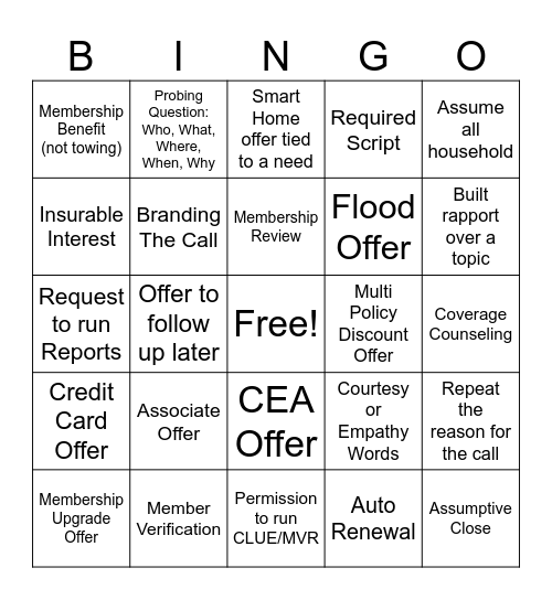 Total Protection Bingo Card