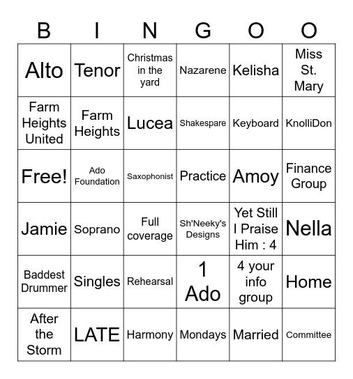 Adoracion Ministries Bingo Card