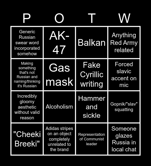 Generic Eastern European builds Bingo Card