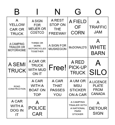 LAKE HOUSE VACATION Bingo Card