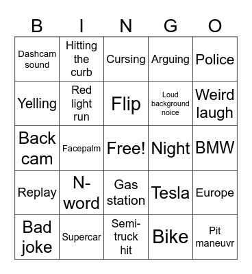 coolkidfrmLIVE (IDIOTS IN CARS) Bingo Card