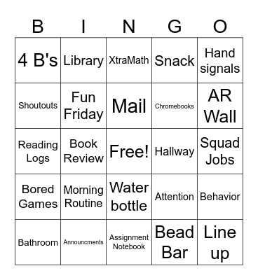 Class Survival Bingo Card