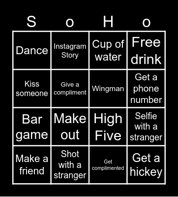 Bar Night! Bingo Card