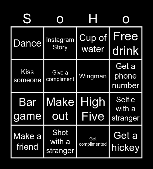 Bar Night! Bingo Card