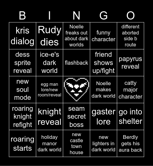 deltarune bingo Card