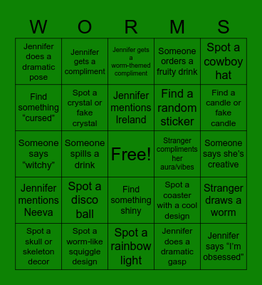 Wormy Bar Bingo Card
