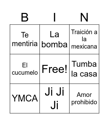 Bingo musical Bingo Card