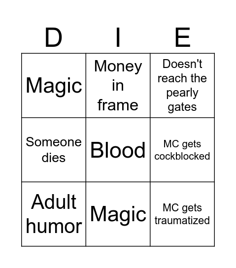 Dokuro-chan episode 1 bingo Card
