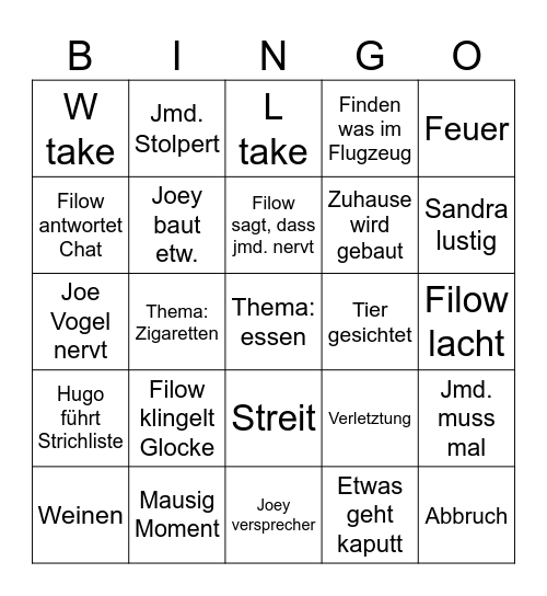 Filow Reaktion auf 7vsWild Bingo Card