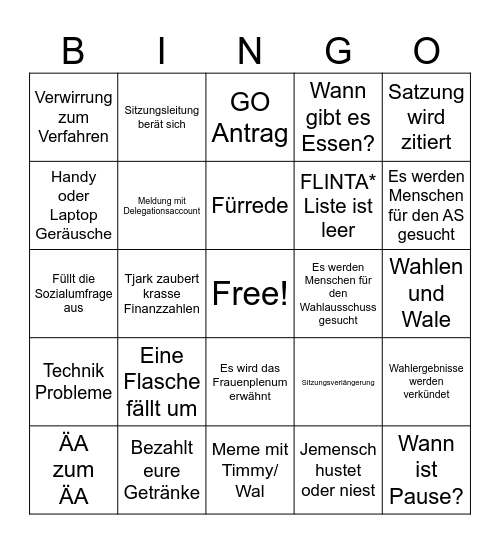 fzs MV Samstag Bingo Card