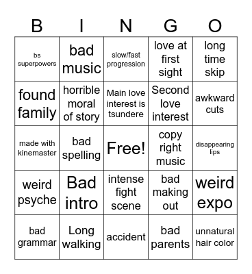 Gacha life Bingo Card