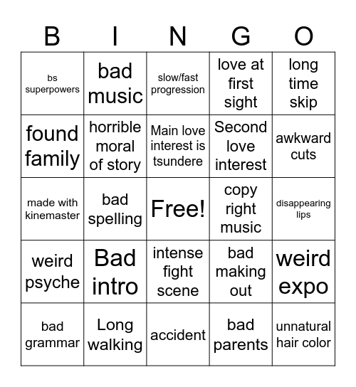 Gacha life Bingo Card