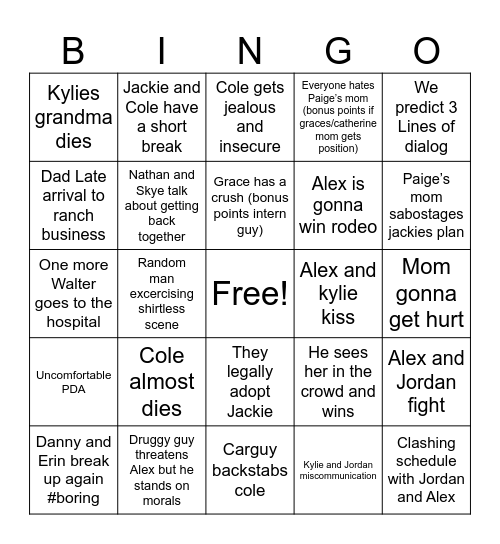Walter boys bingo Card