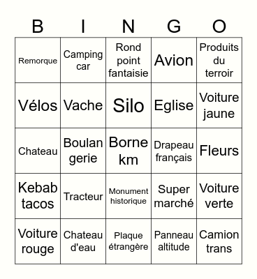 Bingo Route Bingo Card