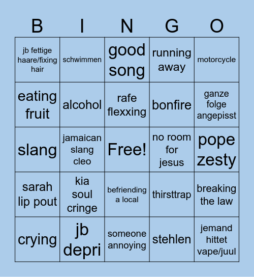BingOBX Episode Bingo Card