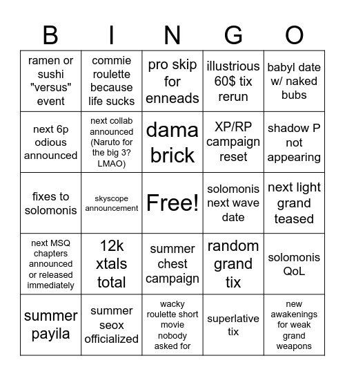 Untitled Bingo Card