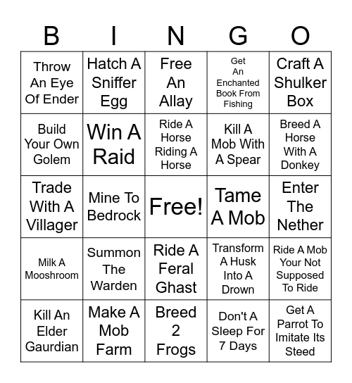 Jockey Jumble Bingo Card
