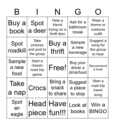 Touring with Friends Bingo Card