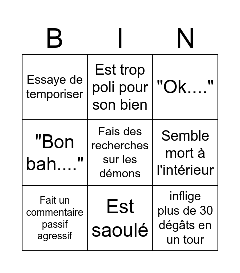 Amintha Bingo Card