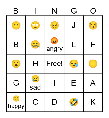 Feelings Bingo Card