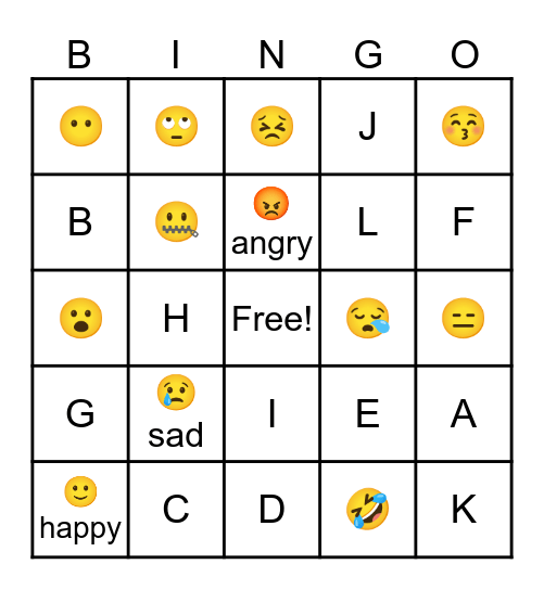 Feelings Bingo Card