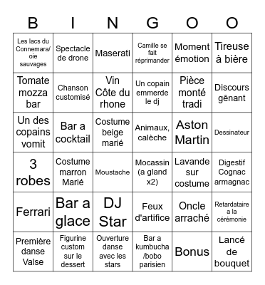 Mariage Camille Bingo Card
