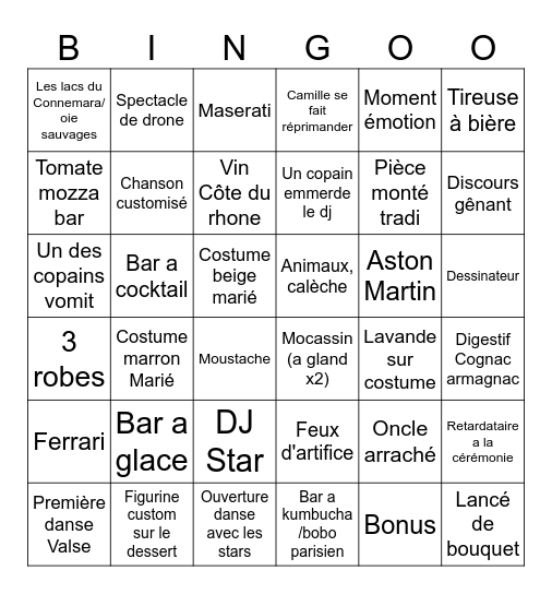 Mariage Camille Bingo Card