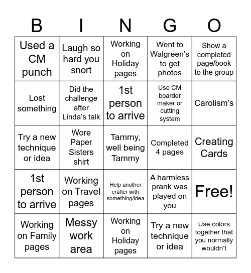Memory Making w/ Linda BINGO Card
