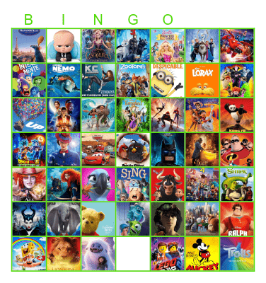KIDS MOVIE  BINGO Card