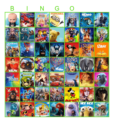 KIDS MOVIE  BINGO Card